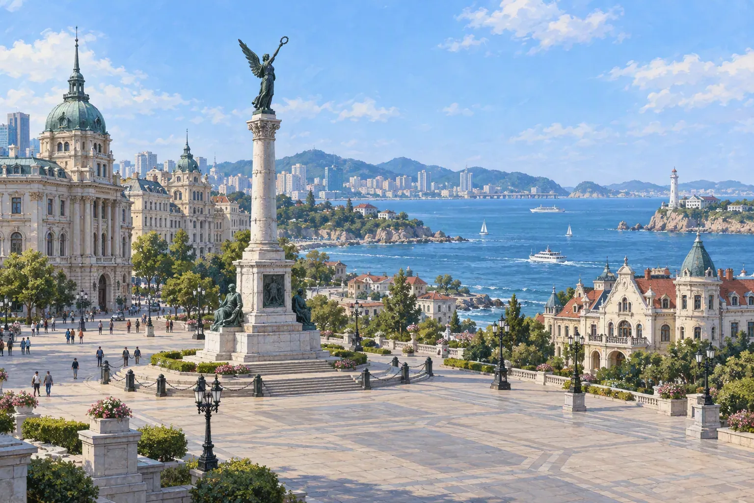 Dalian Zhongshan Square, Russian Street and the harbour