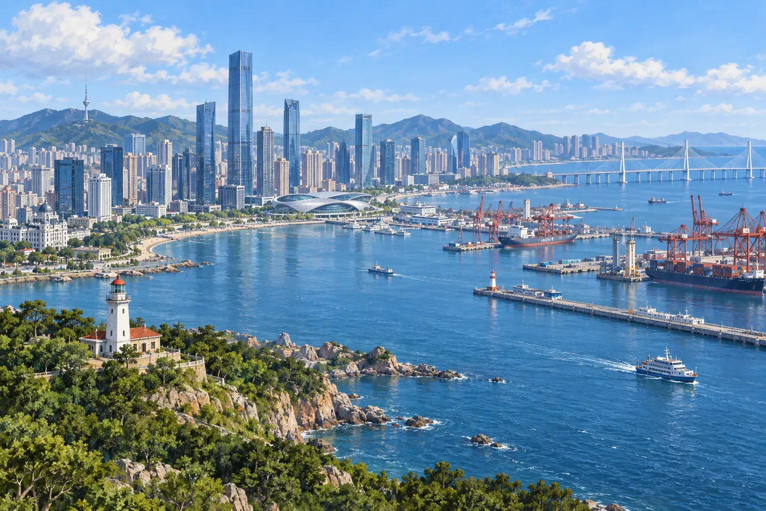 Illustration of studying and living in Dalian