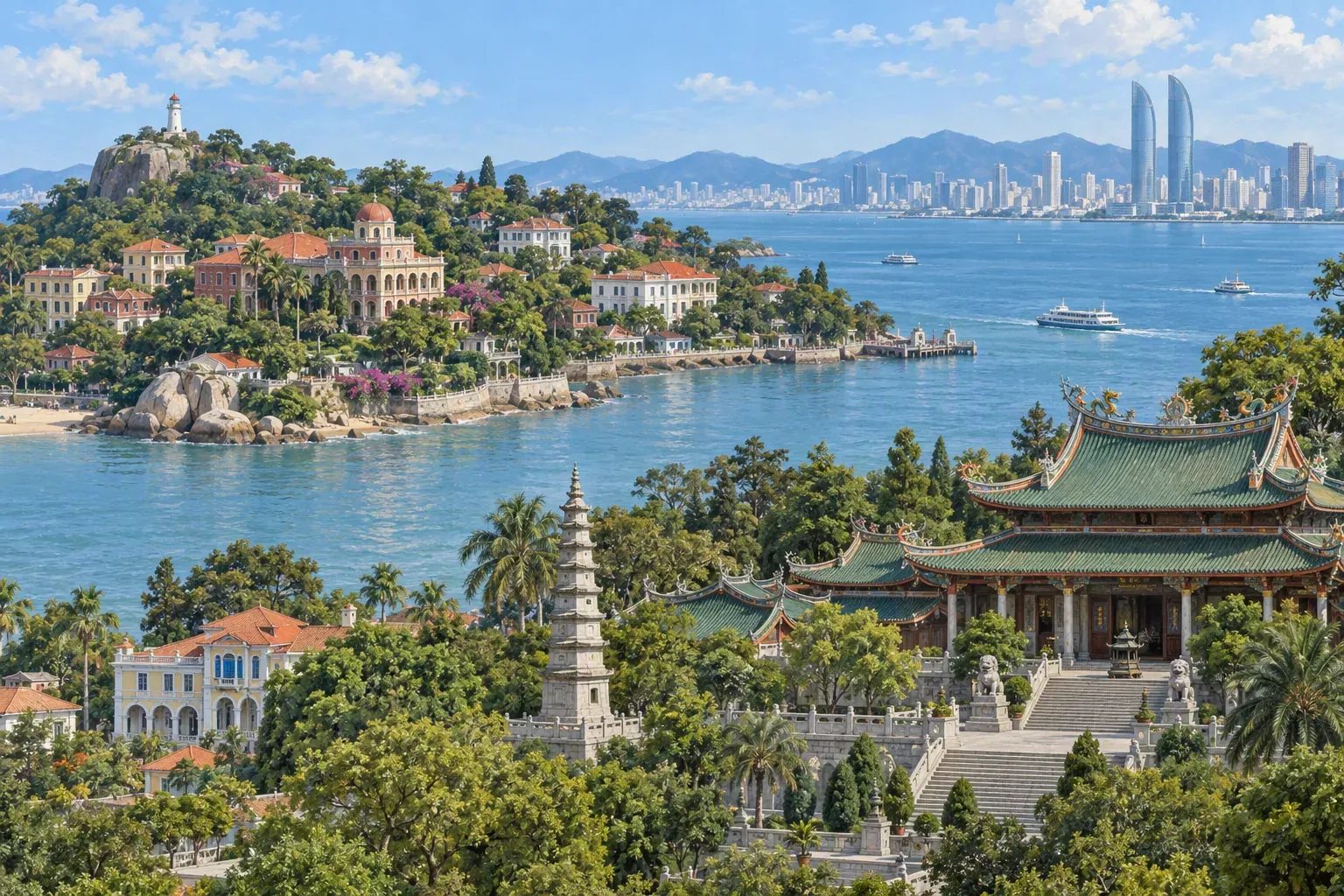 Xiamen Gulangyu island and Nanputuo Temple