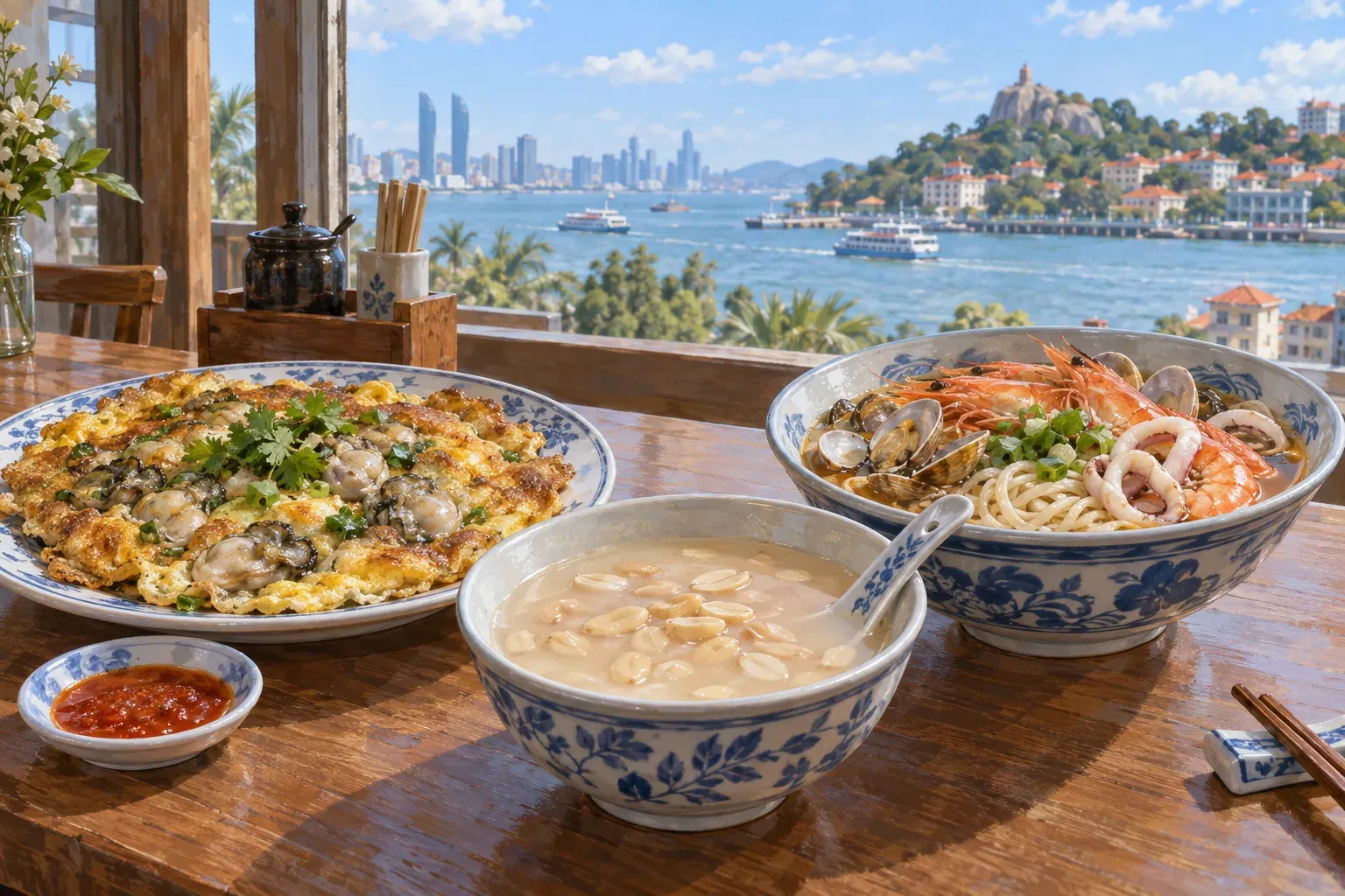 Xiamen food: shacha noodles and seafood
